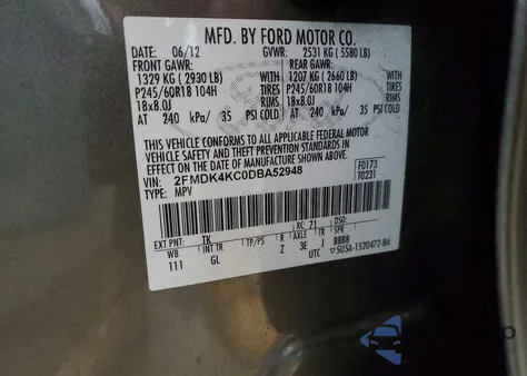 2013 Ford Edge Limited z USA, uszkodzony, nr VIN 2FMDK4KC0DBA52948